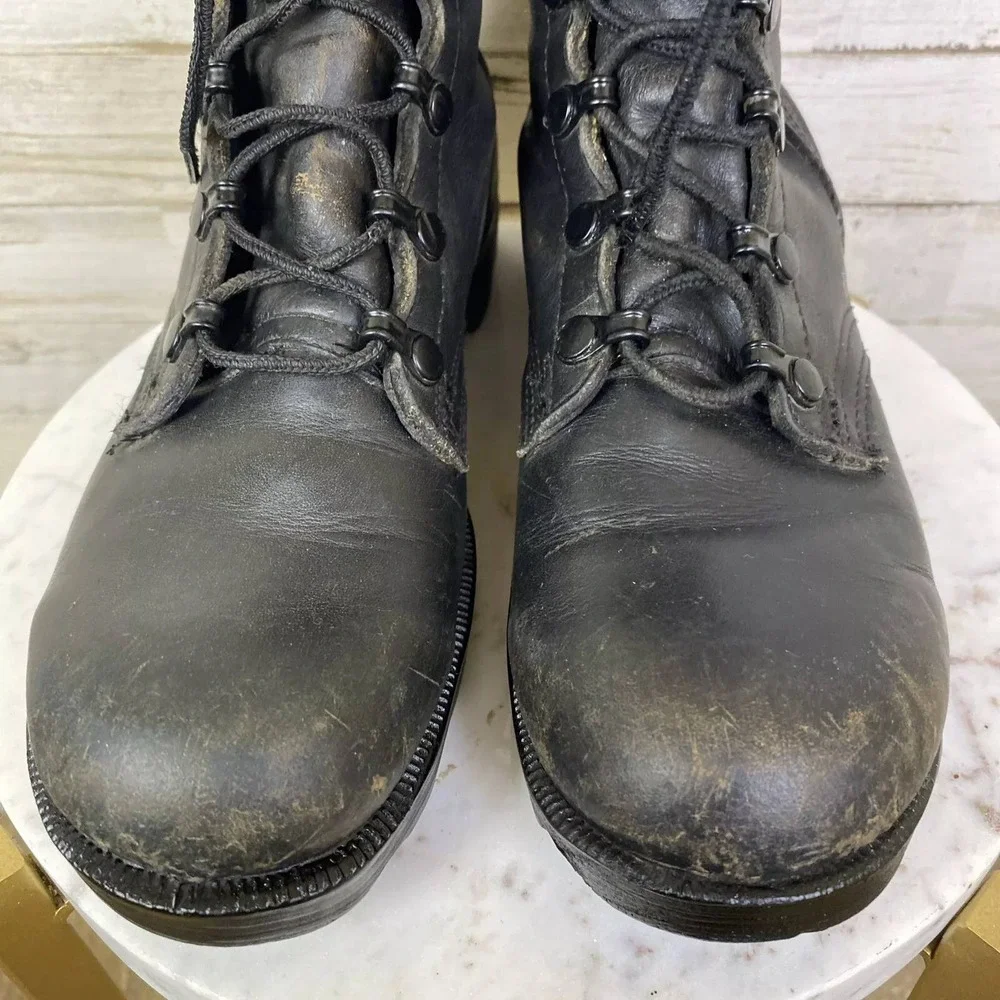 VTG Vietnam Combat Boots US Military Sz 4.5N Black PJ 9-88 Grunge Gothic Soldier